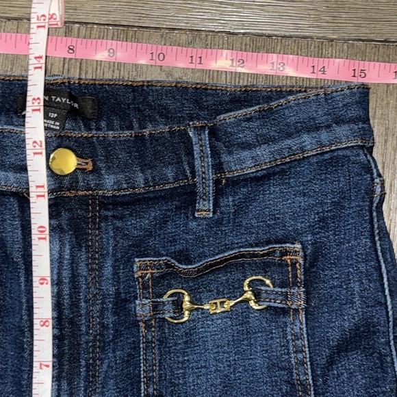 Ann Taylor High Rise Horsebit Pocket Flare Jeans in Bright - Picture 11 of 12